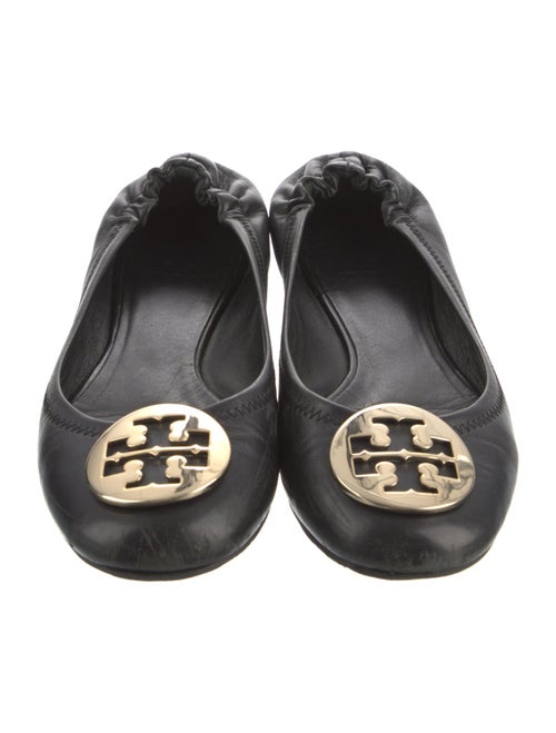 Tory Burch Leather Ruffle Embellishment Ballet Flats