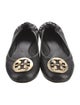 Tory Burch Leather Ruffle Embellishment Ballet Flats
