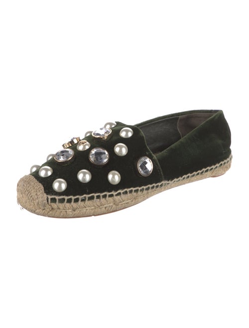 Tory Burch Velvet Crystal Embellishments Espadrilles