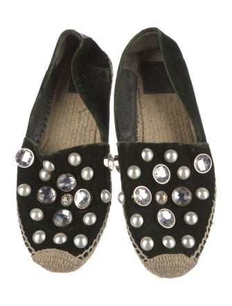Tory Burch Velvet Crystal Embellishments Espadrilles