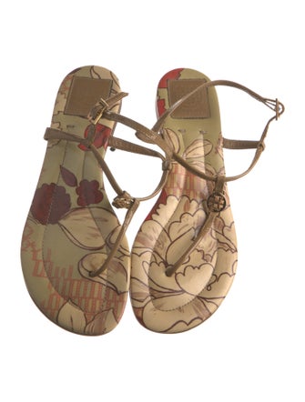 Tory Burch Patent Leather Cutout Accent T-Strap Sandals