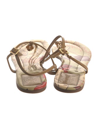 Tory Burch Patent Leather Cutout Accent T-Strap Sandals