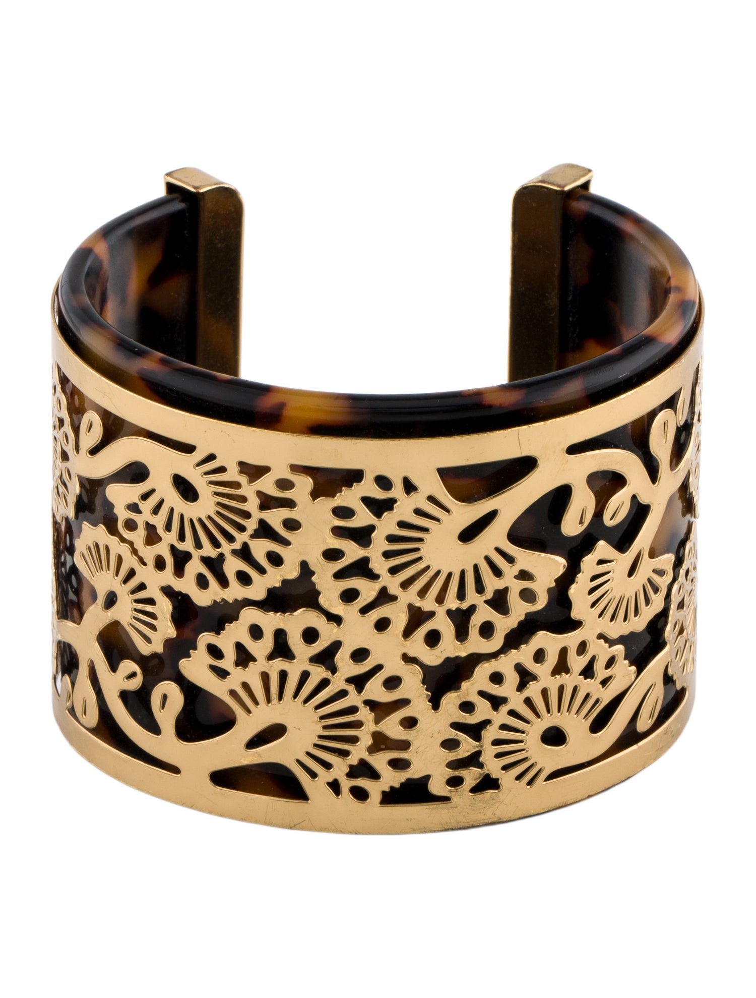 Tory Burch Resin Madura Fret Cuff Bracelet