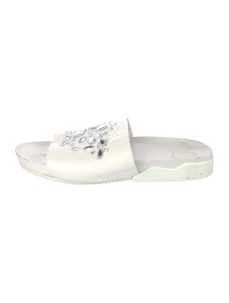 Tory Burch Leather Crystal Embellishments Slides