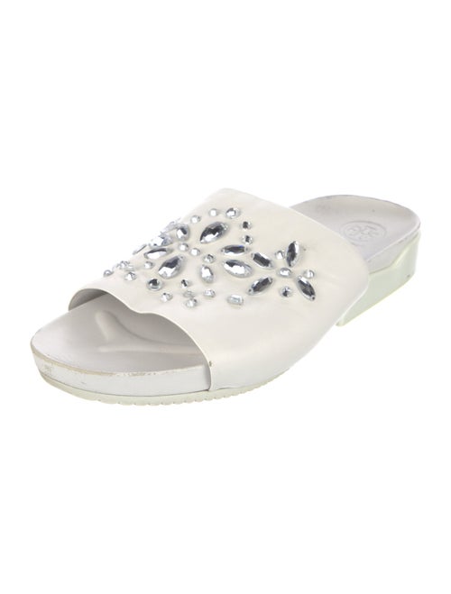 Tory Burch Leather Crystal Embellishments Slides