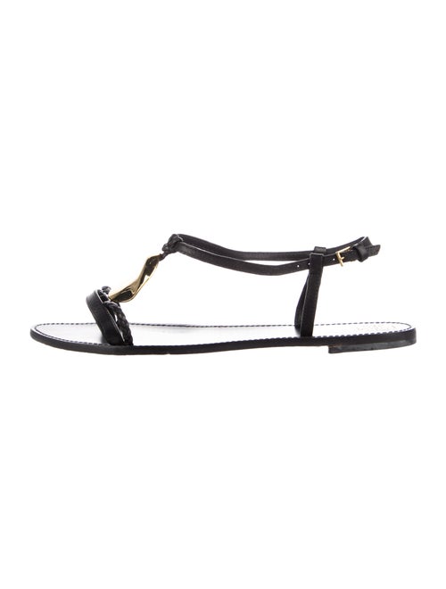 Tory Burch Leather Braided Accents T-Strap Sandals
