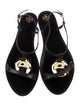 Tory Burch Leather Braided Accents T-Strap Sandals