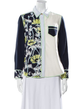 Tory Burch Silk Printed Button-Up Top