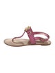 Tory Burch Leather Whipstitch Trim T-Strap Sandals