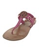 Tory Burch Leather Whipstitch Trim T-Strap Sandals