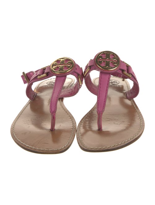 Tory Burch Leather Whipstitch Trim T-Strap Sandals