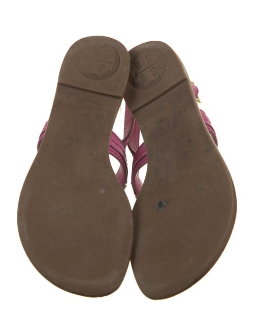 Tory Burch Leather Whipstitch Trim T-Strap Sandals