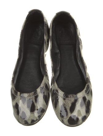 Tory Burch Patent Leather Animal Print Ballet Flats