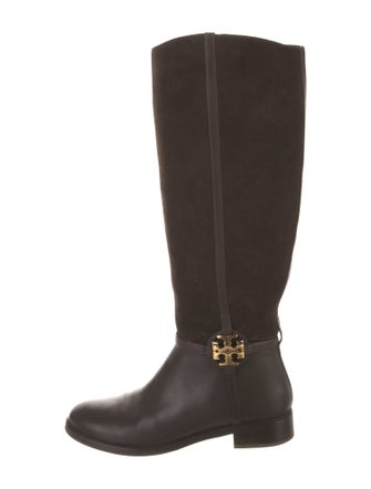 Tory Burch Suede Leather Trim Embellishment Riding Boots