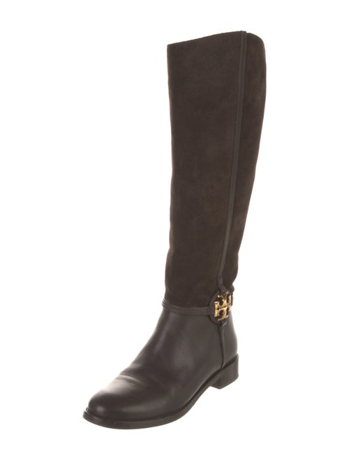 Tory Burch Suede Leather Trim Embellishment Riding Boots