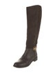 Tory Burch Suede Leather Trim Embellishment Riding Boots