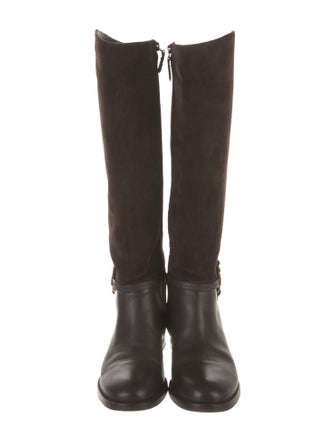 Tory Burch Suede Leather Trim Embellishment Riding Boots