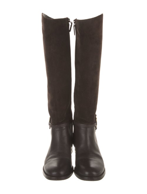 Tory Burch Suede Leather Trim Embellishment Riding Boots