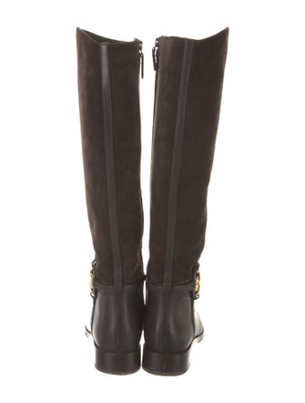 Tory Burch Suede Leather Trim Embellishment Riding Boots
