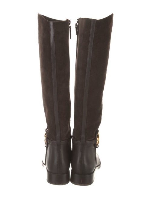 Tory Burch Suede Leather Trim Embellishment Riding Boots