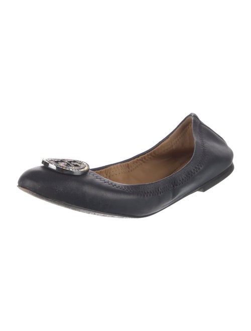 Tory Burch Leather Crystal Embellishments Ballet Flats