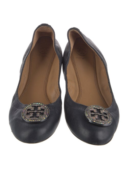 Tory Burch Leather Crystal Embellishments Ballet Flats