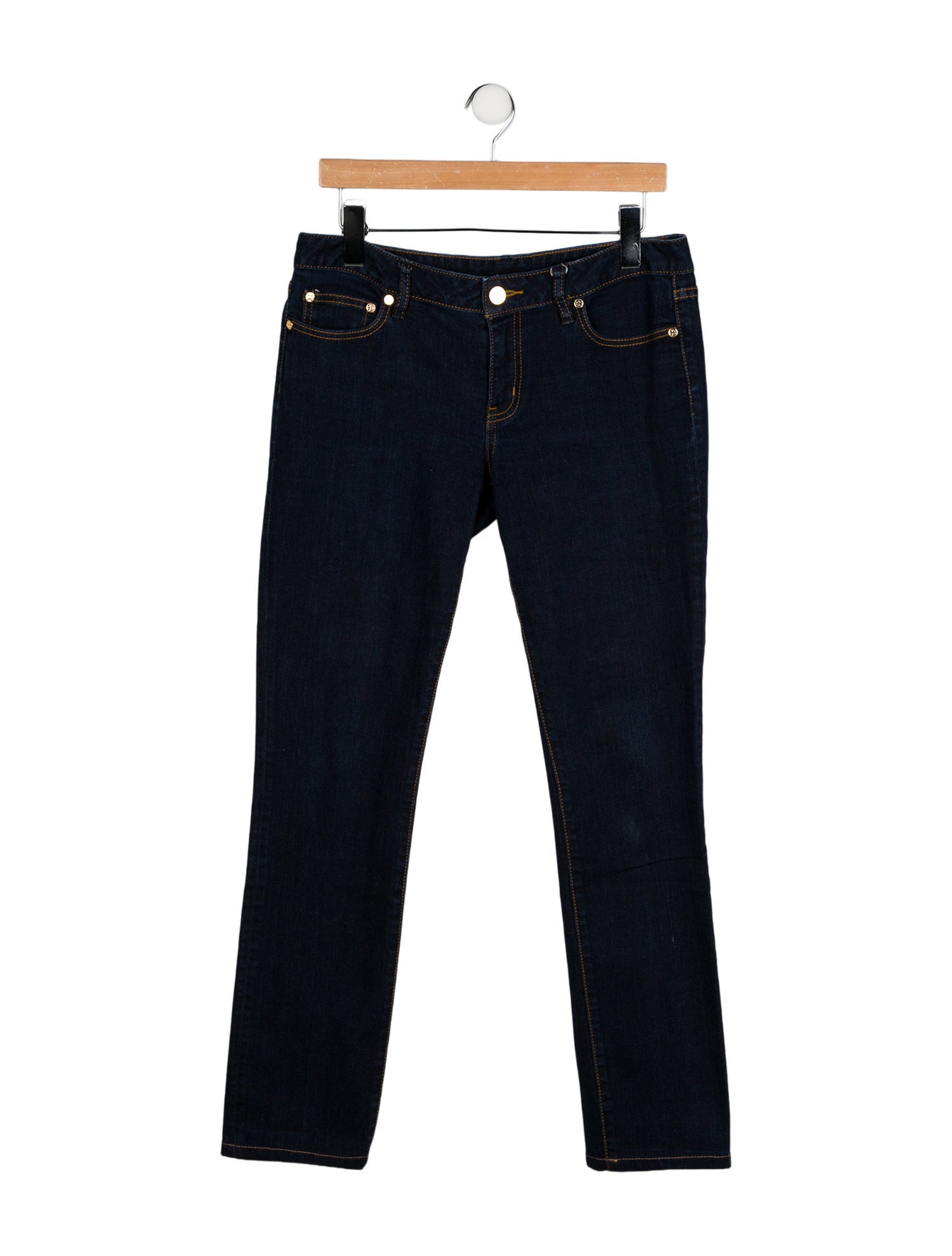 Tory Burch Mid-Rise Straight Leg Jeans
