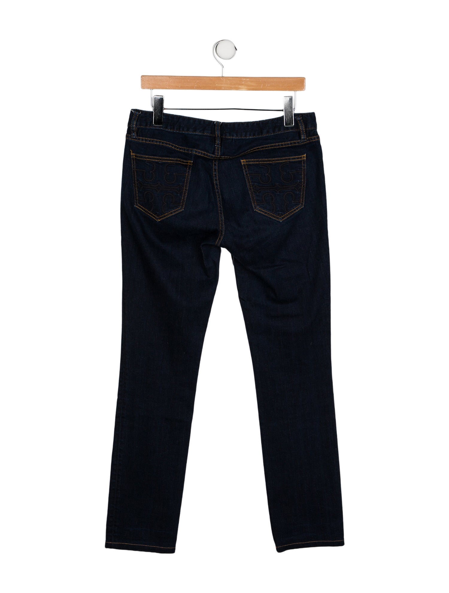 Tory Burch Mid-Rise Straight Leg Jeans