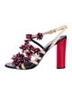 Tory Burch Raffia Floral Print Slingback Sandals