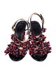 Tory Burch Raffia Floral Print Slingback Sandals