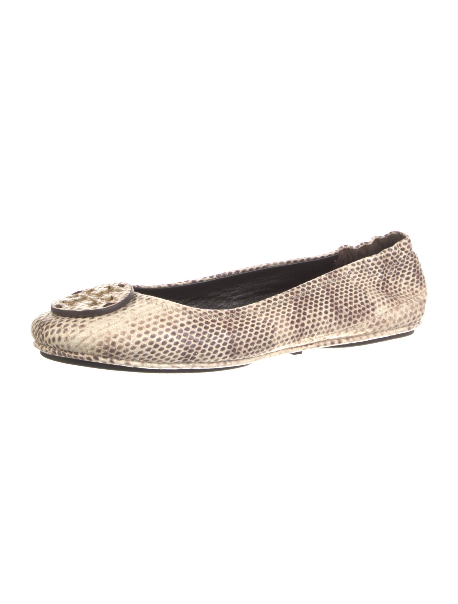 Tory Burch Embossed Leather Animal Print Ballet Flats
