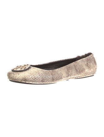Tory Burch Embossed Leather Animal Print Ballet Flats