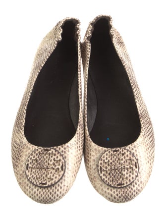 Tory Burch Embossed Leather Animal Print Ballet Flats