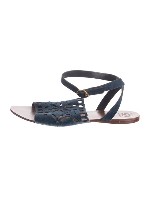 Tory Burch Suede Lasercut Accents Gladiator Sandals