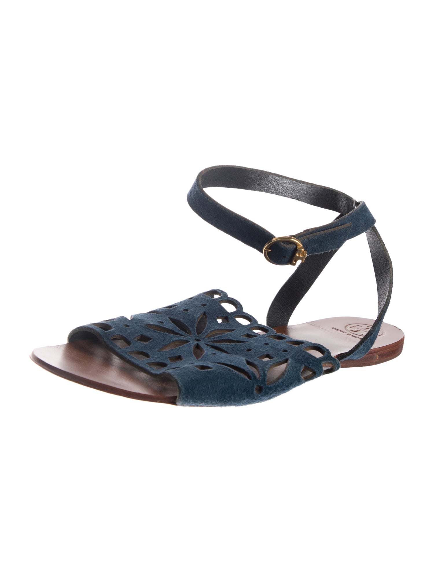 Tory Burch Suede Lasercut Accents Gladiator Sandals