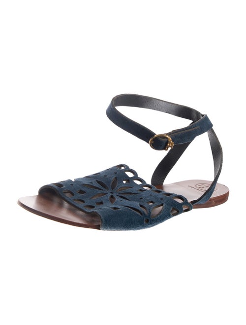 Tory Burch Suede Lasercut Accents Gladiator Sandals