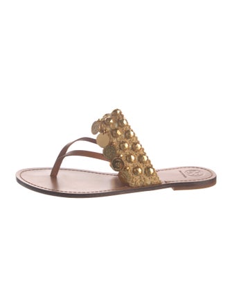Tory Burch Leather Studded Accents Slides
