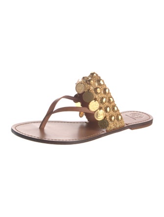 Tory Burch Leather Studded Accents Slides
