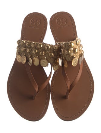 Tory Burch Leather Studded Accents Slides