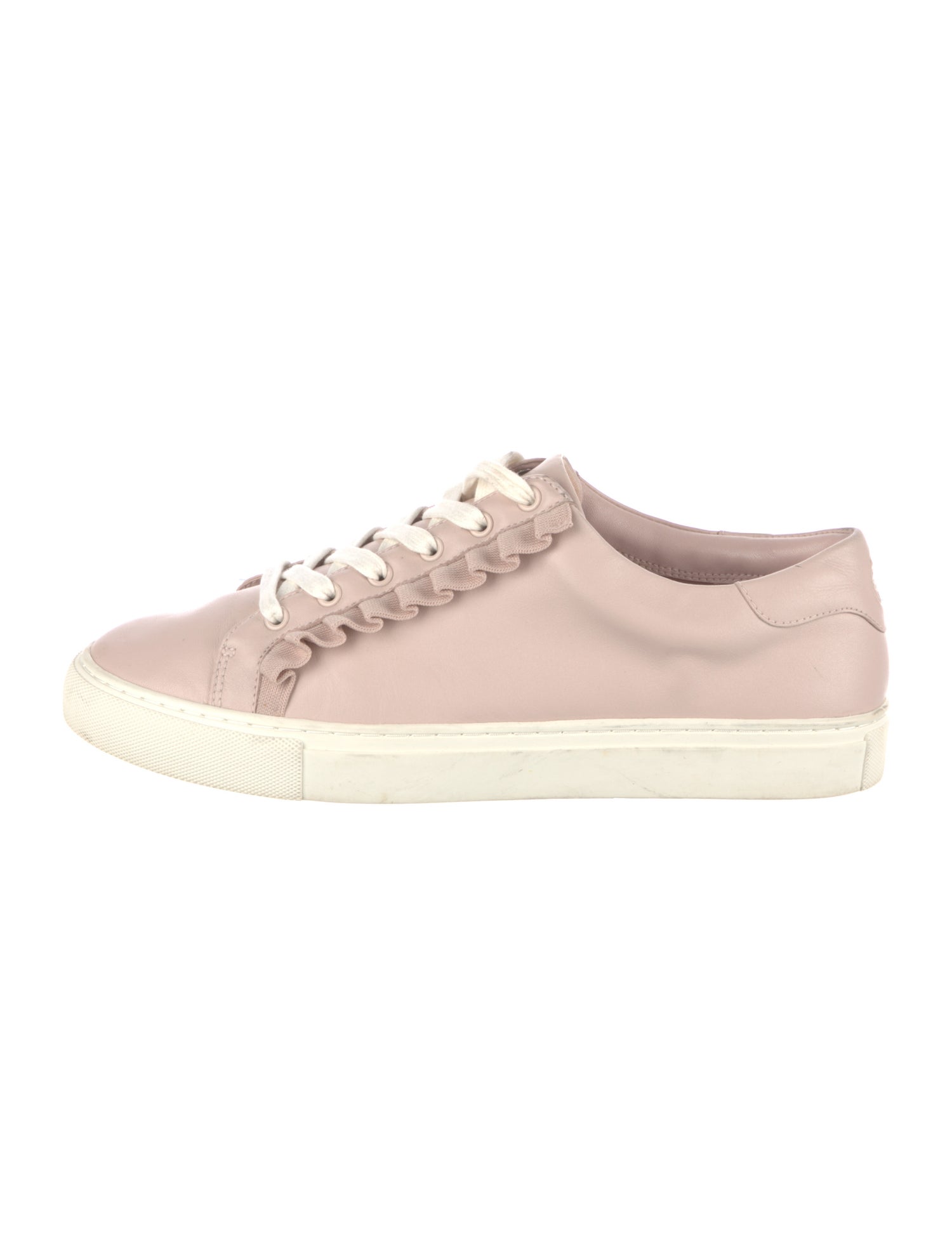 Tory Burch Leather Ruffle Embellishment Sneakers