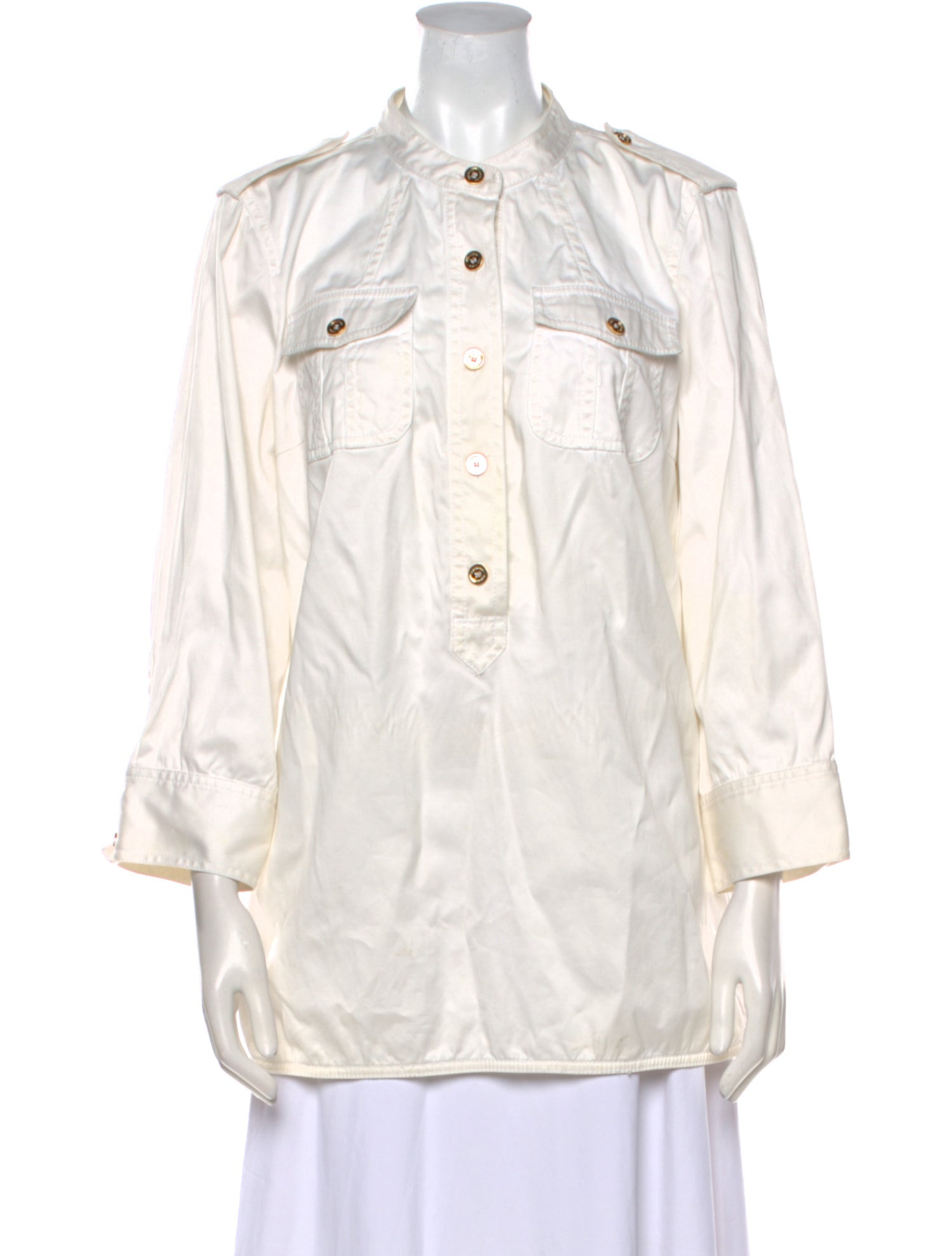 Tory Burch Mock Neck Long Sleeve Polo