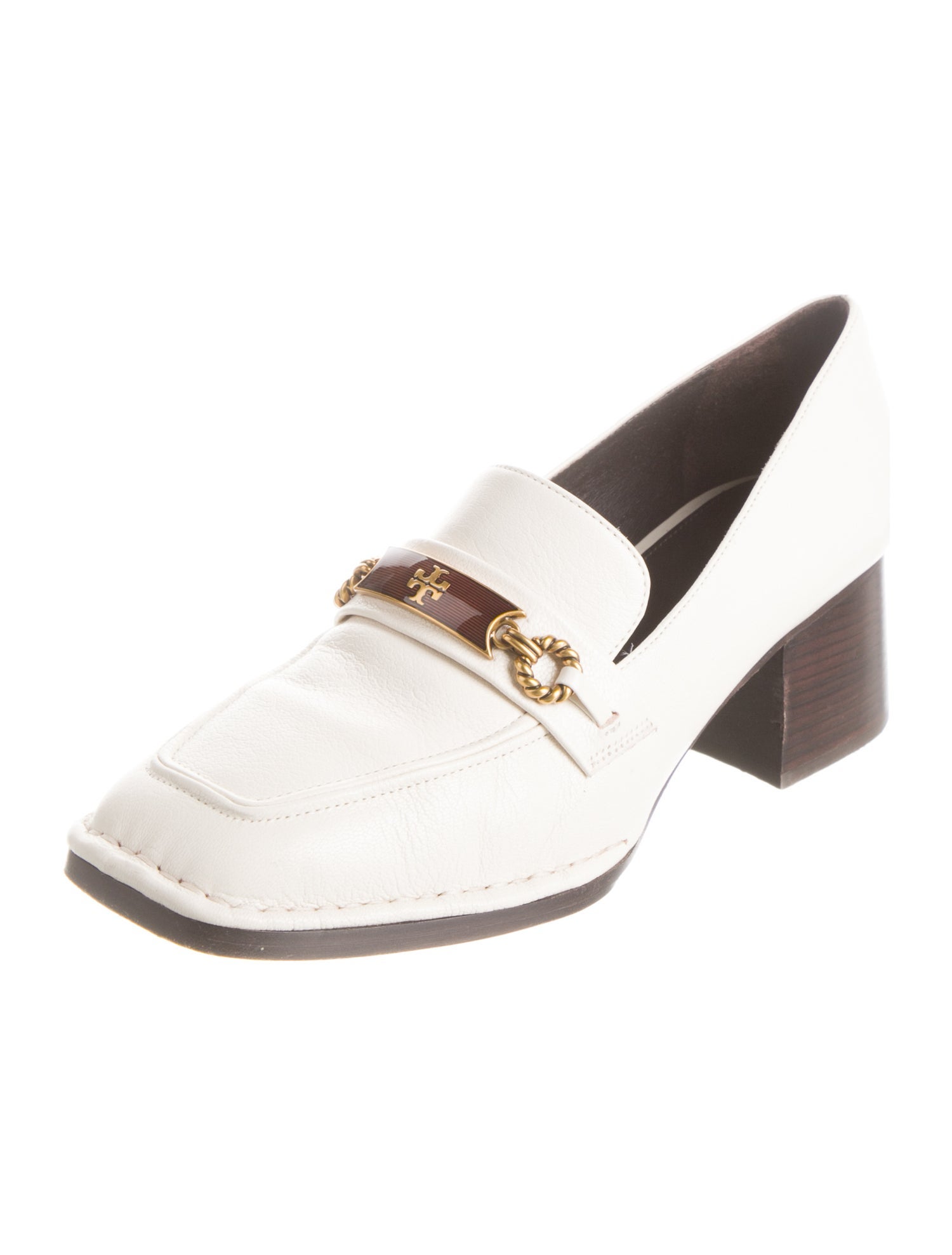 Tory Burch Leather Chain-Link Accents Pumps