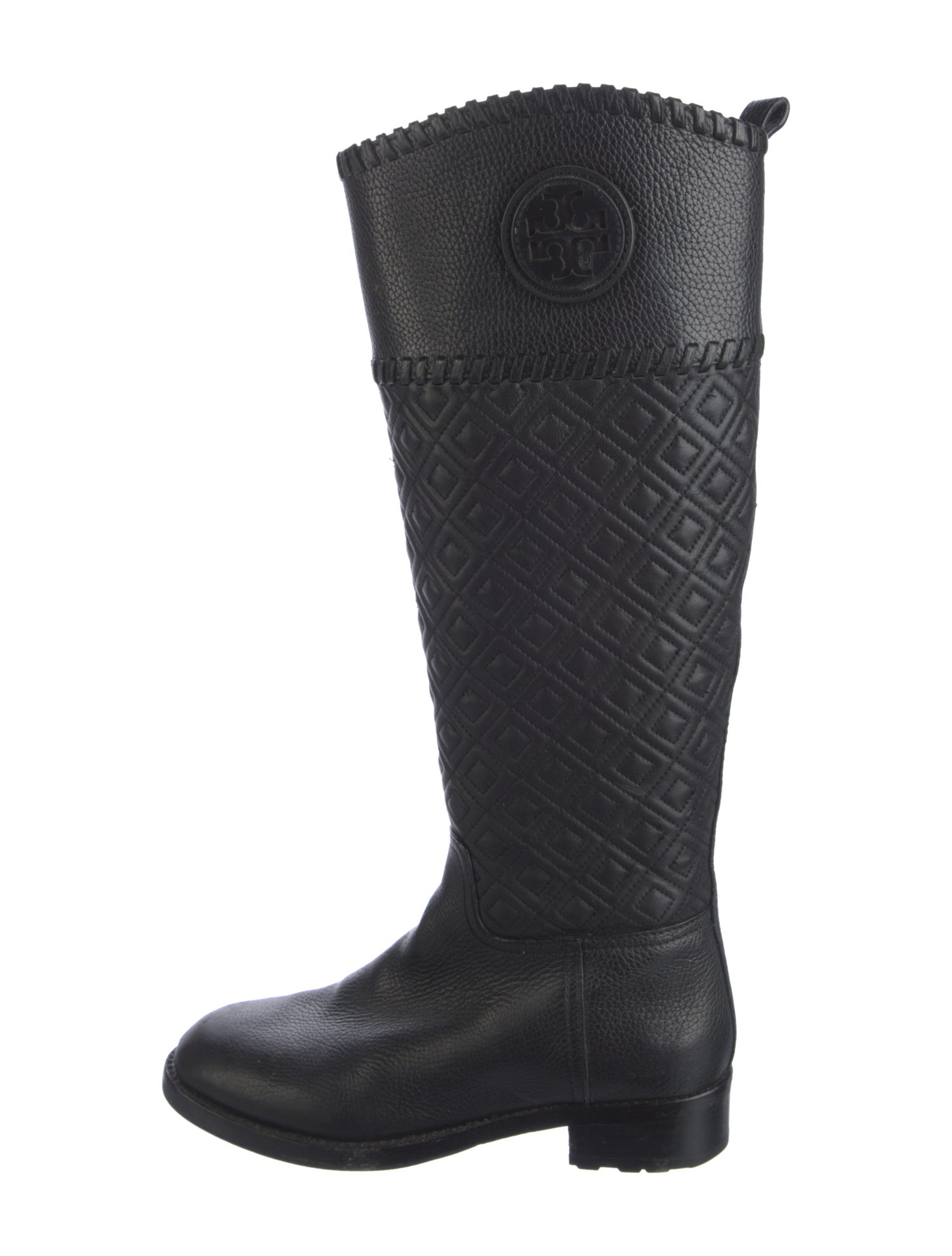 Tory Burch Leather Whipstitch Trim Riding Boots