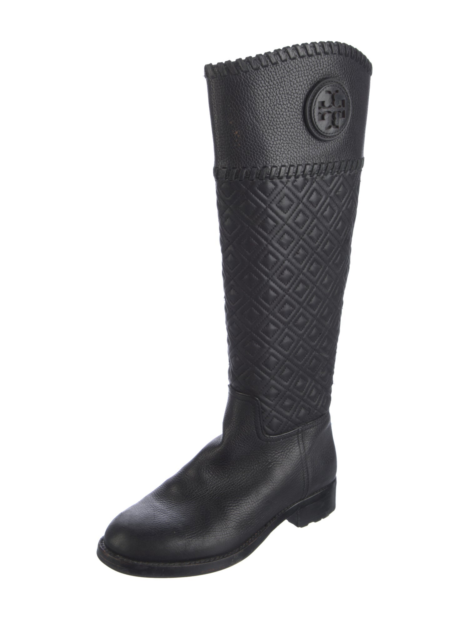 Tory Burch Leather Whipstitch Trim Riding Boots