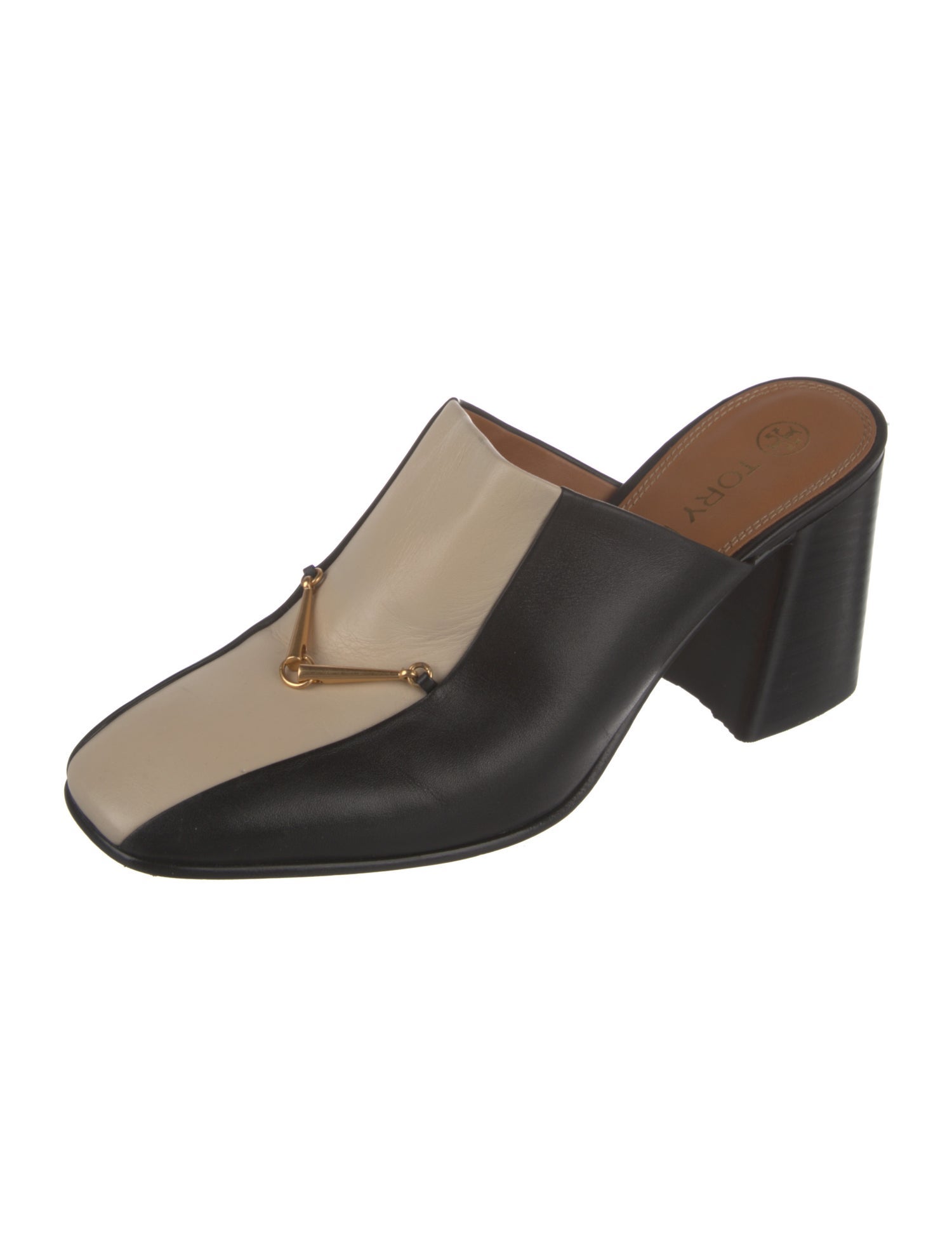 Tory Burch Leather Colorblock Pattern Mules