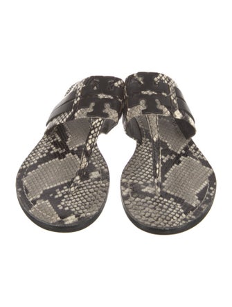 Tory Burch Leather Animal Print Slides