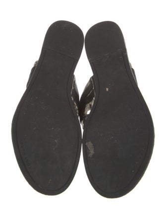 Tory Burch Leather Animal Print Slides