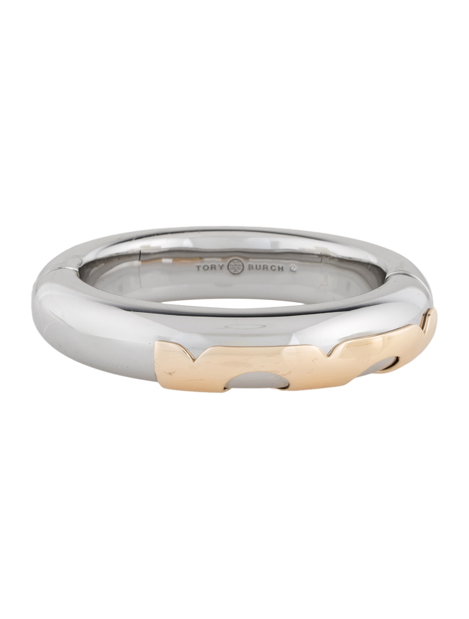 Tory Burch Two-Tone Hinged Essential Bangle Bracelet