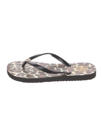 Tory Burch Rubber Animal Print Flip Flops