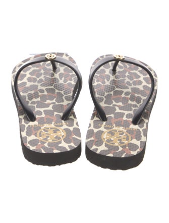 Tory Burch Rubber Animal Print Flip Flops